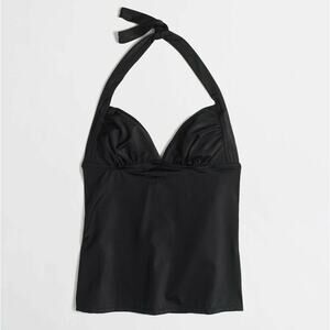 (Ma) Y2K J. Crew Women's Jr Swim Halter Top Size S Tankini Black Swim Bathing